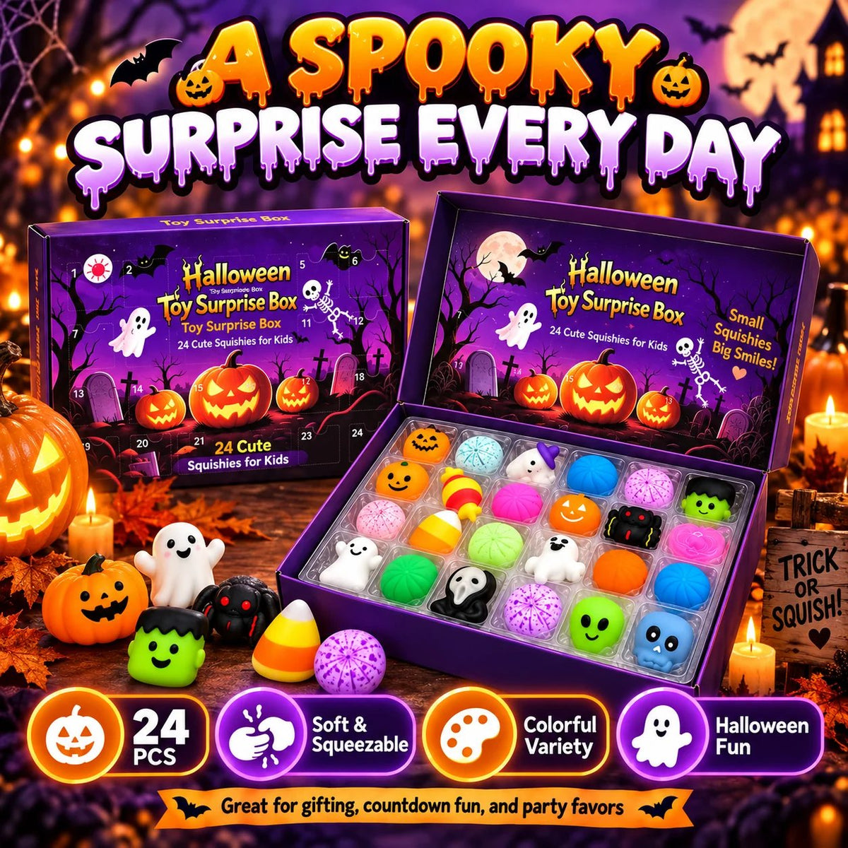 Hot sales๐ฅ24-Piece Halloween Squishy Surprise Box