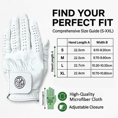 🎁🔥Golf Glove, Lead Hand Specific Grip with Adjustable Closure, Precision Sizing
