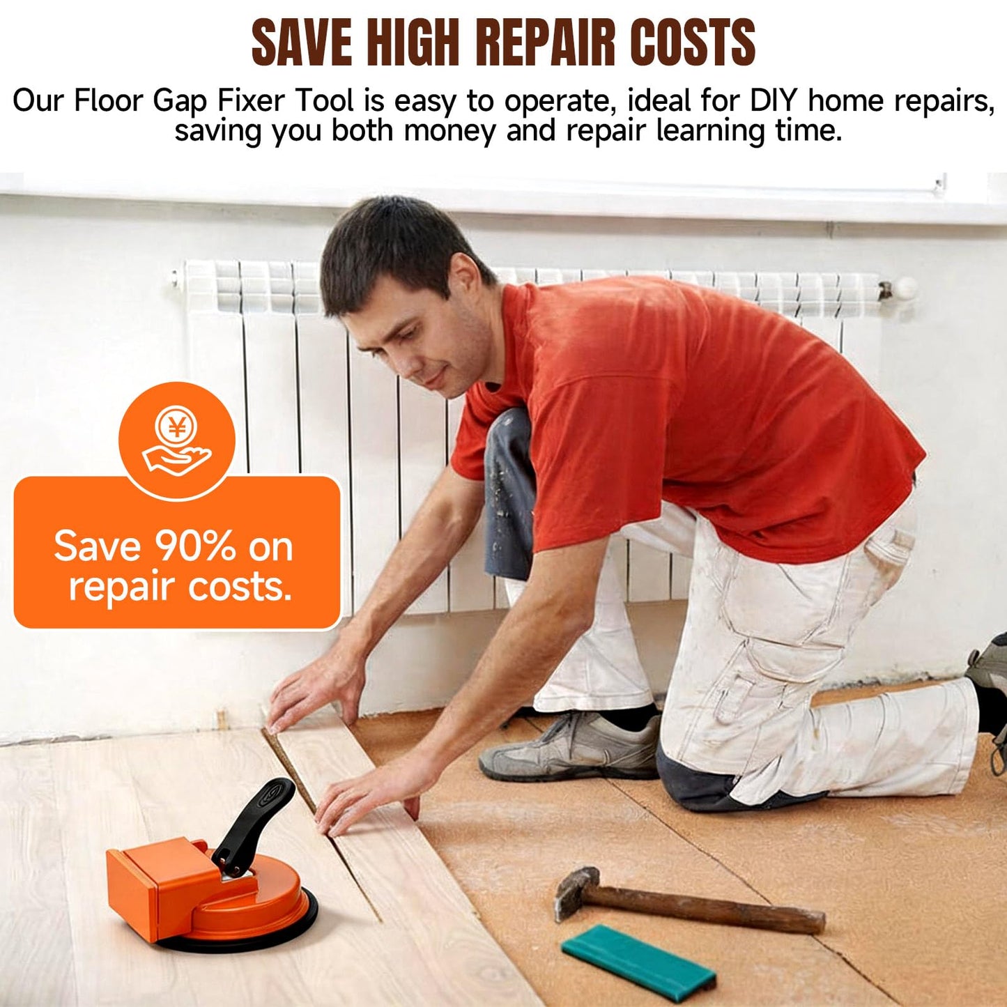 Heavy Duty Floor Gap Fixer Tools with Suction Cup & 5 Non-Slip Pads