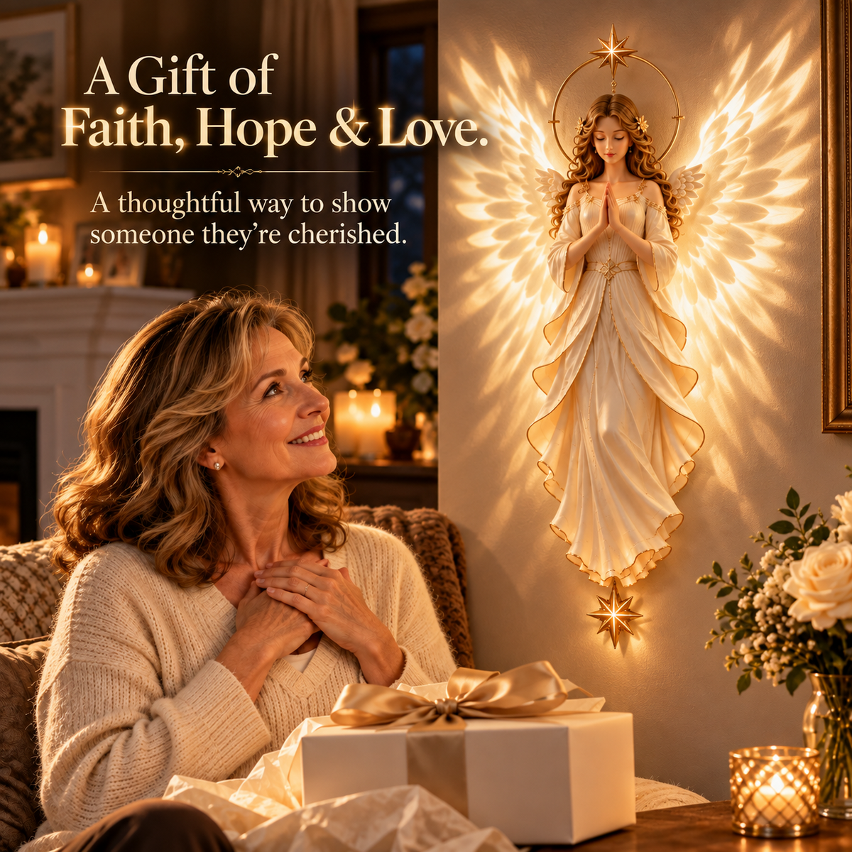✝️✨ Angel of Hope™ — Heavenly Wings Projection Wall Light | Christian Home Decor & Faith Gift