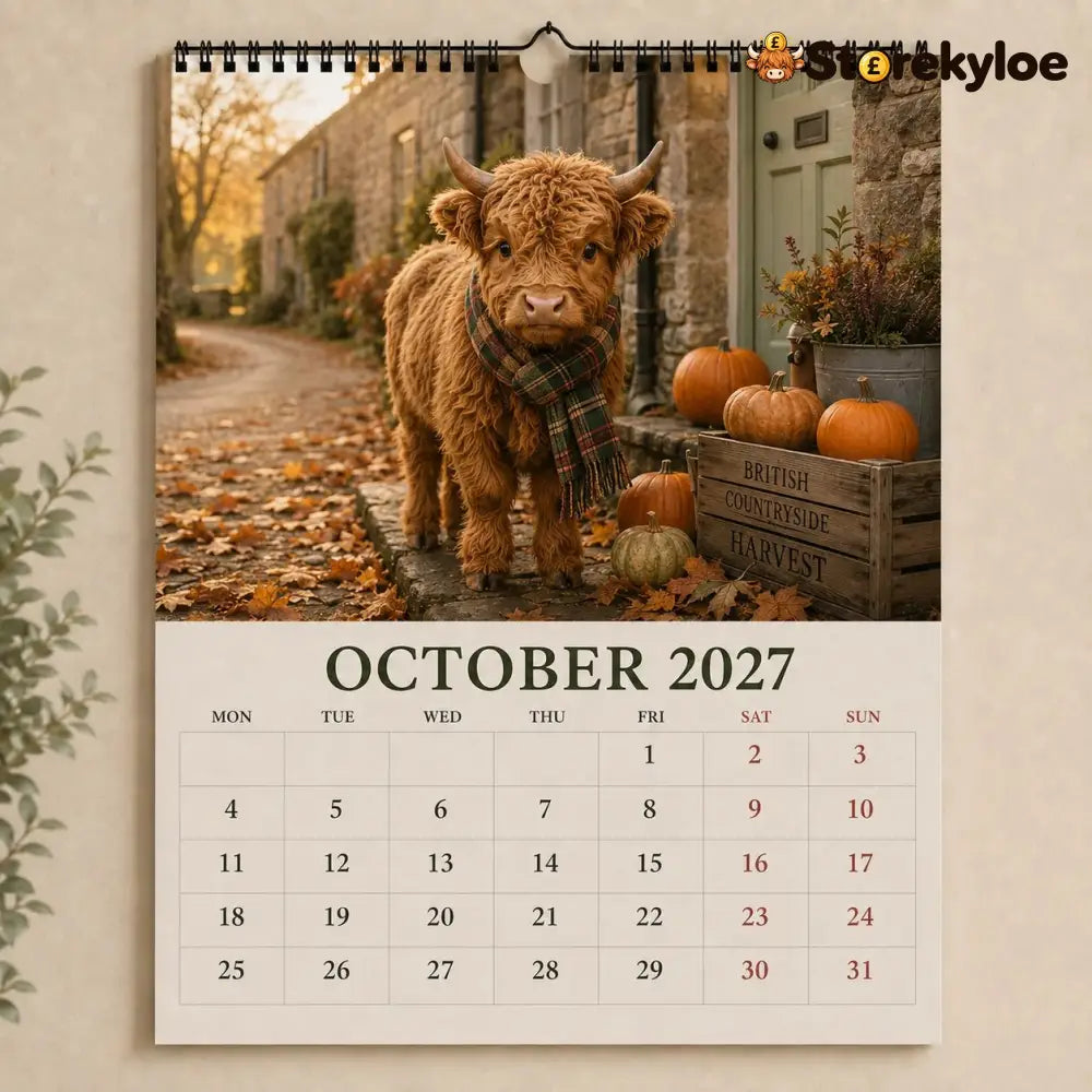 🐮 2027 Highland Cows Seasons Calendar