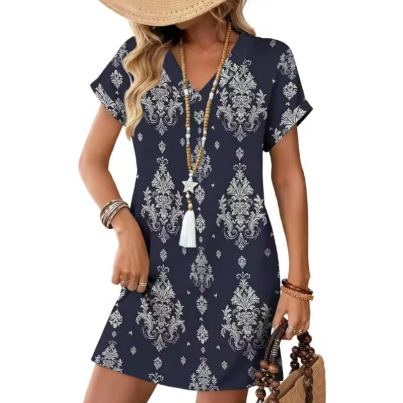 🎁48% OFF💥Women's Summer Casual V-Neck T-Shirt Dress
