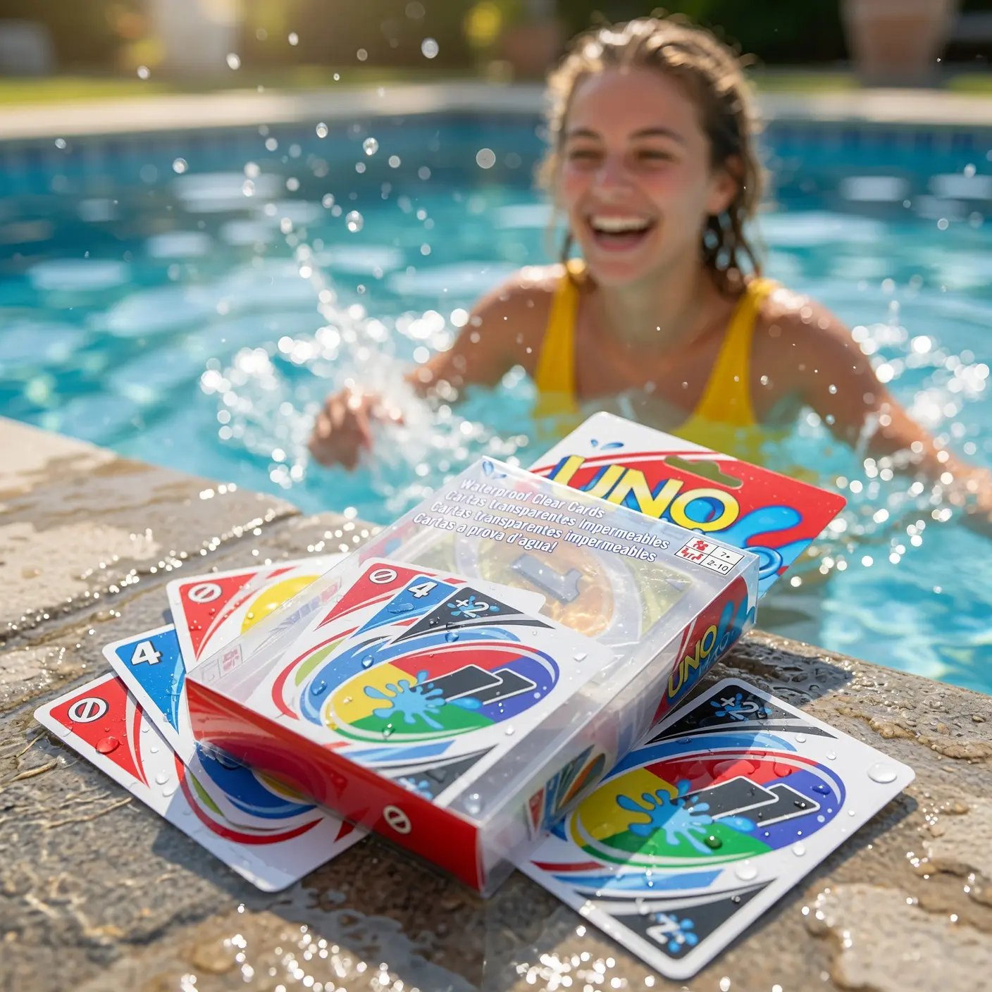 💦Waterproof Clear UNO Plastic Playing Cards - 🔄for Swimming Pool, Beach Party