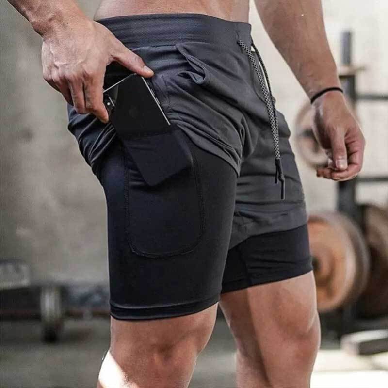 Men's 2 in 1 Quick Dry Gym Running Shorts With Liner