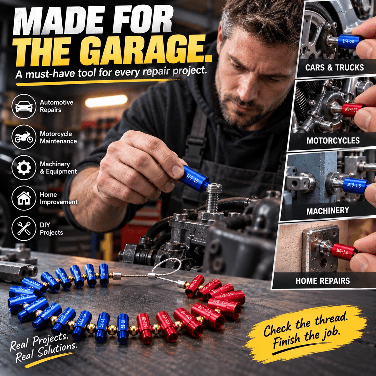 🔩 26-Piece Nut & Bolt Thread Gauge Set