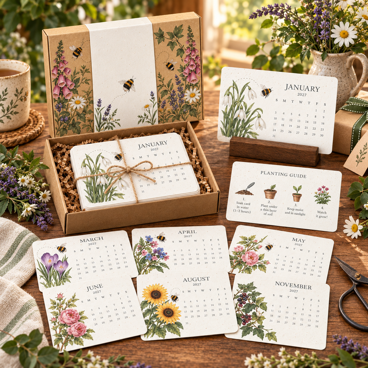 🐝 2027 Wildflower Bee Desk Calendar