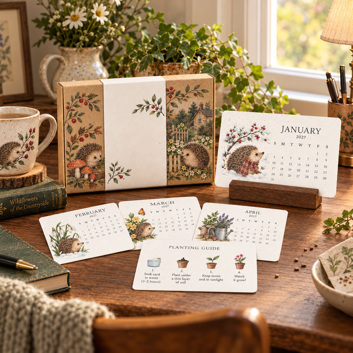 🦔 2027 Hedgehog Cottage Desk Calendar