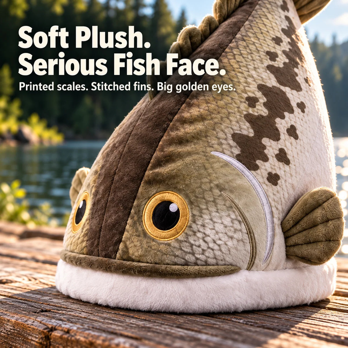 🔥🔥🔥Last Day 49% OFF - Big Bite Bass Tail-Flapping Plush Fish Hat