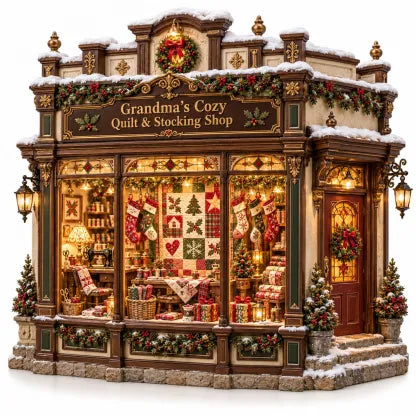 🧵 Grandma’s Cozy Quilt Shop DIY Kit 🎄 | Light-Up Christmas Miniature | Build Your Own Holiday Tradition