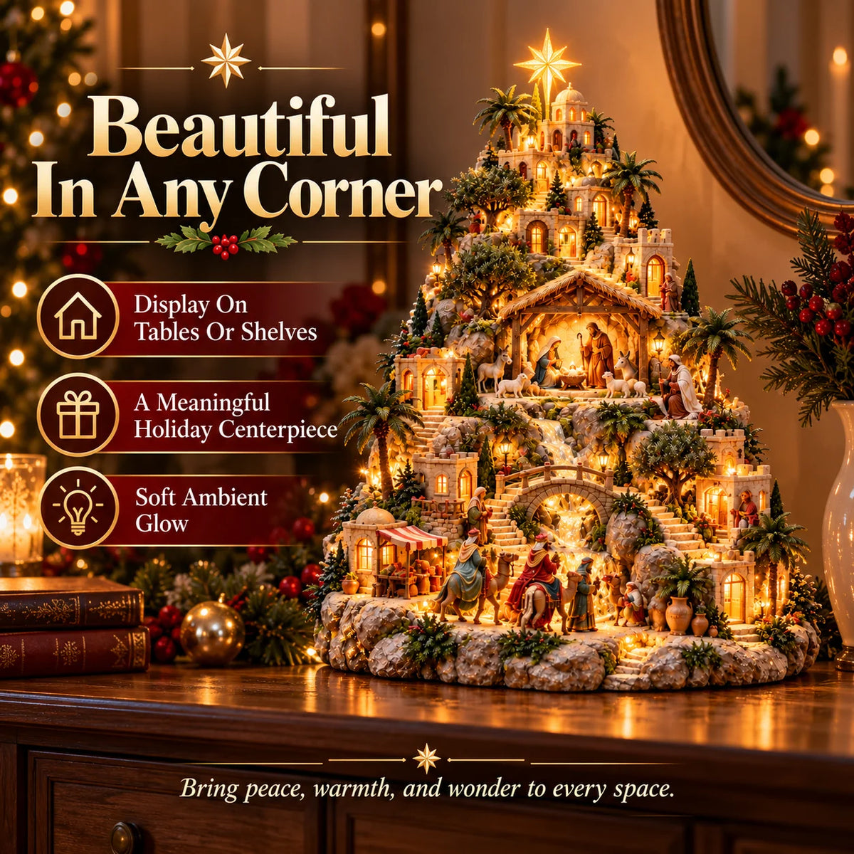 🏷️✝️Lighted Bethlehem Nativity Village — A Glowing Christmas Story of Faith & Hope