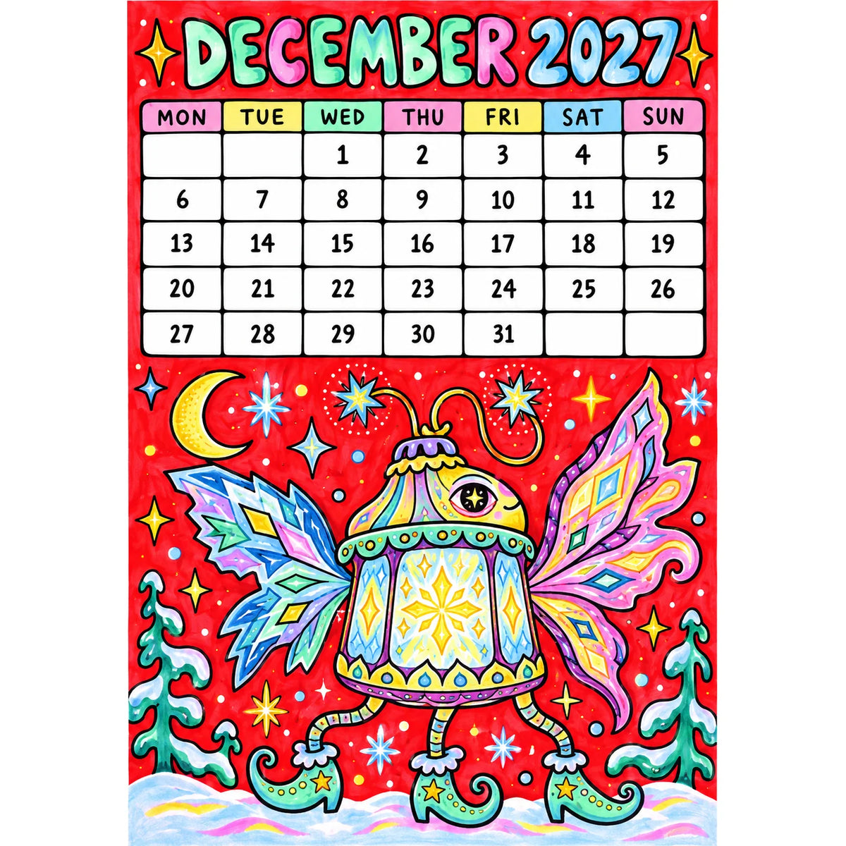 📅🎨2027 Whimsical Art Wall Calendar – 12-Month Fantasy Illustration Calendar🥳