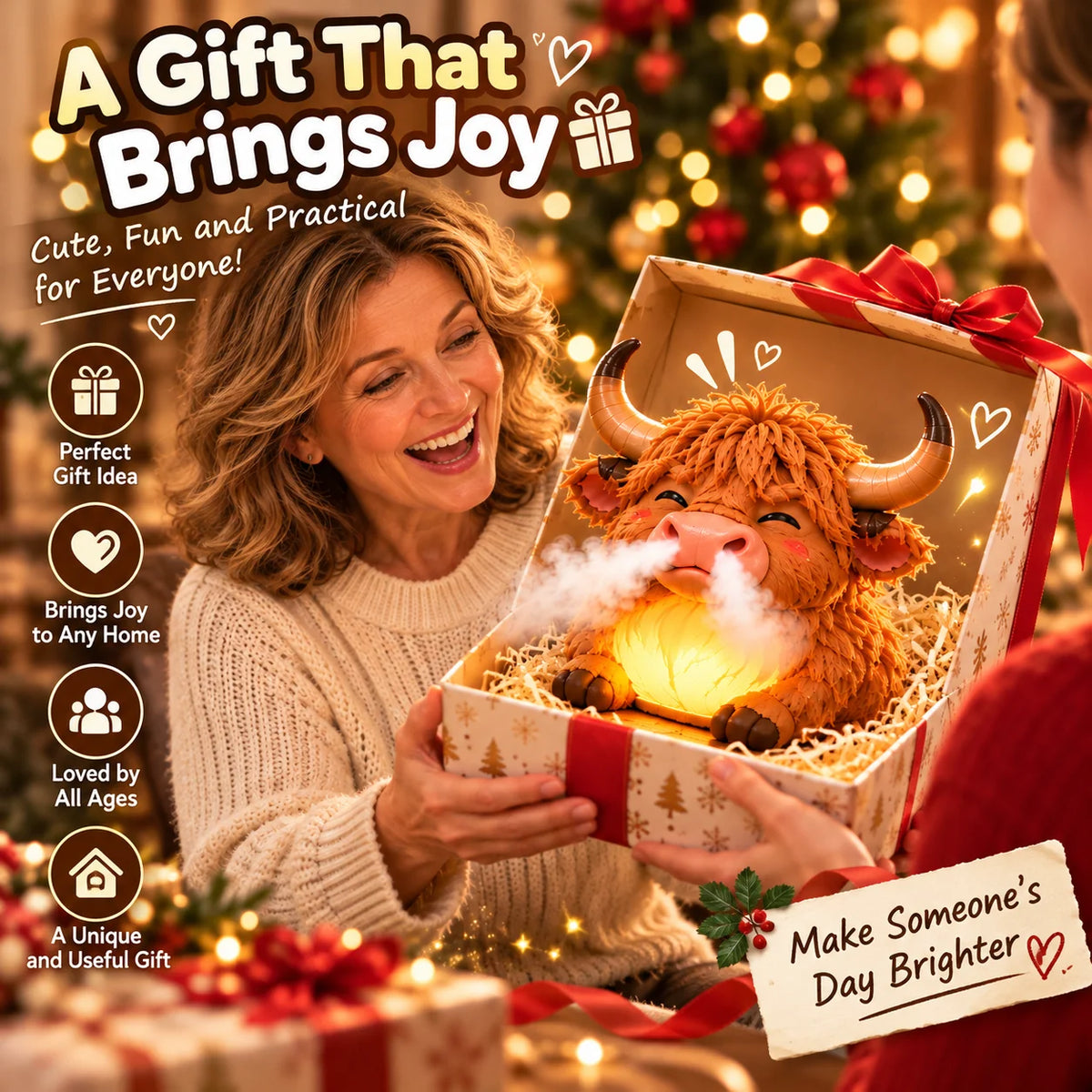 Highland Cow Huff™ – Tap-to-Puff Humidifier & Colorful Night Light