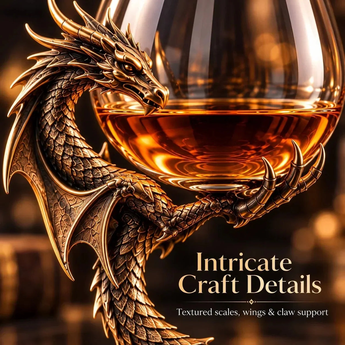 ⭐🐉 Dragon’s Embrace™ – Sculptural Brandy Glass with Dragon Claw Stand🥳