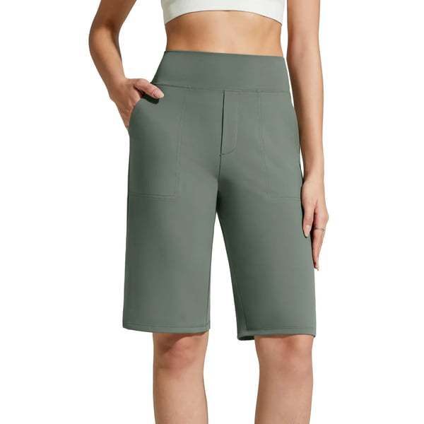 🩳 ✨ Women's Stretch Walking Shorts – 4-Way Stretch, High-Rise, Knee-Length 🚶♀️