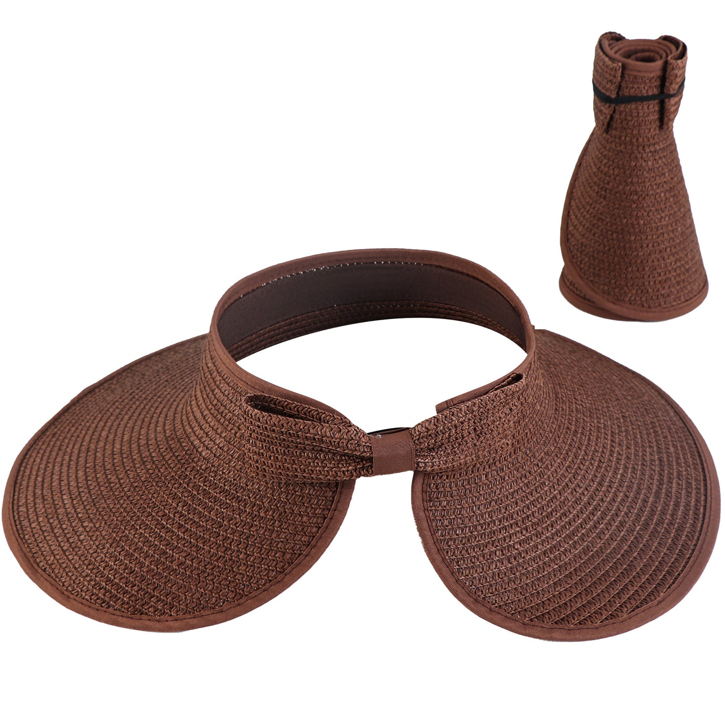 Women's Solid Color Cute Bow Design Wide Brim Straw Hat