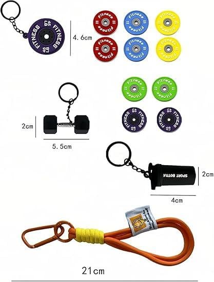 šļøāāļøFitness Keychain Set, MSilicone Dumbbell Kettlebell Weight Plate Keychains