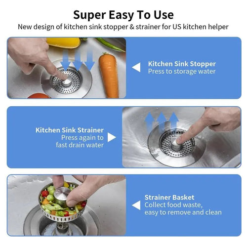 Upgraded 3 in 1 Kitchen Sink Drain Strainer