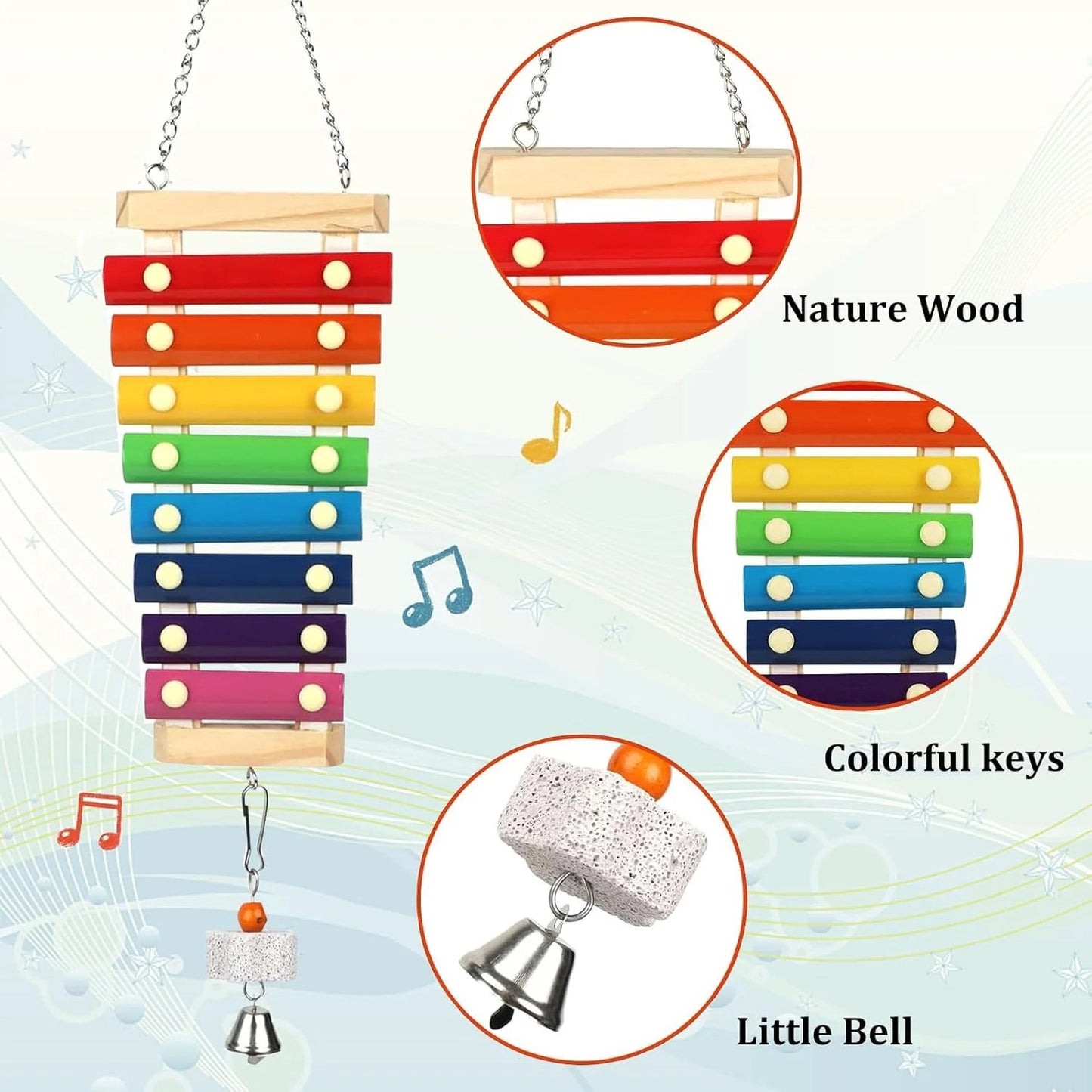 Natural Wood Xylophone & Chew Toy for Parrots 🦜🎶