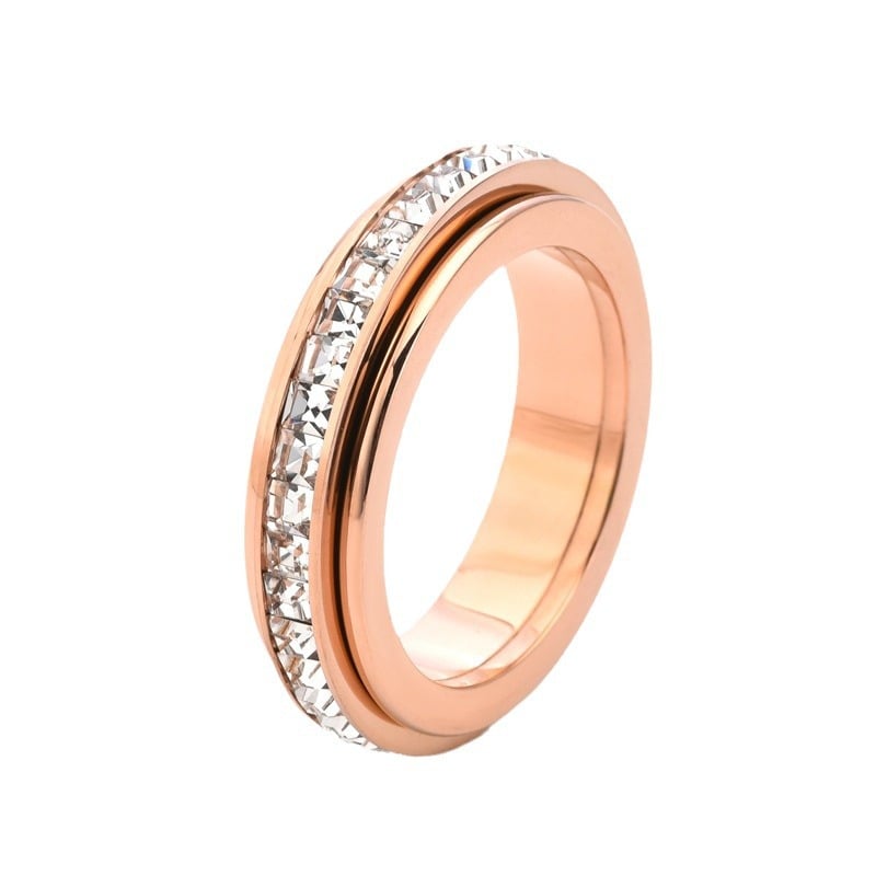 ðSparkling Spinning Ring, Relieves Anxiety, Symbolizes Vows & Luck, Waterproof & Fade-Resistant