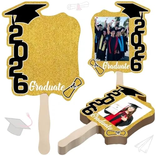 đClass of 2026 Graduation Fan Set (24 Pack) â Double-Sided Photo Props with Handles