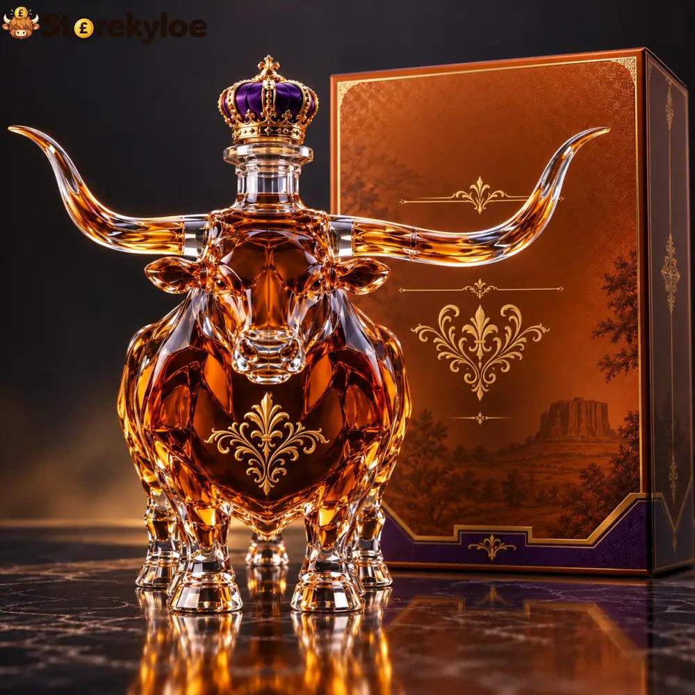 Western Horned Bull Glass Decanter – Sculptural Amber Display Bottle - 10*6*5 inchs (25*16*13 cm)