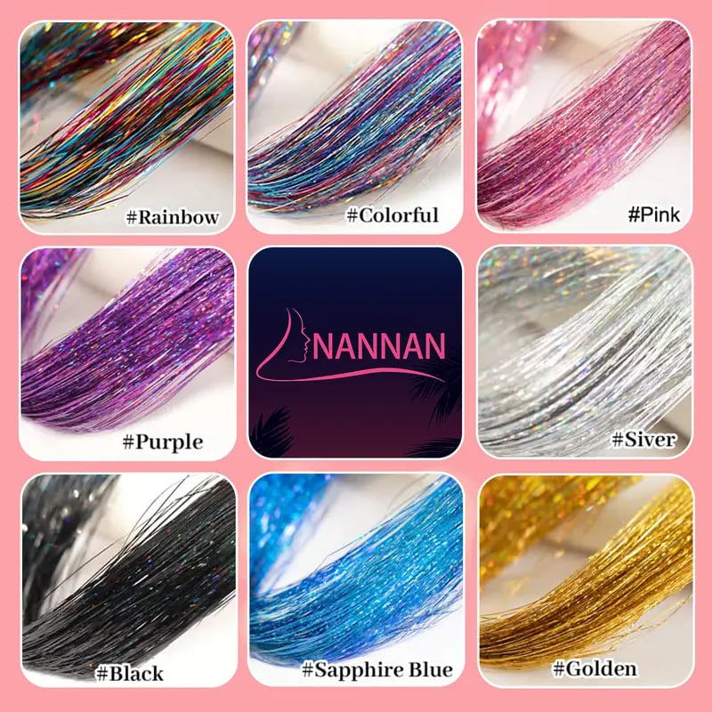 ✨ Clip in Hair Tinsel 24 Inch | 6 Pcs Glitter Fairy Hair Extensions 🥳