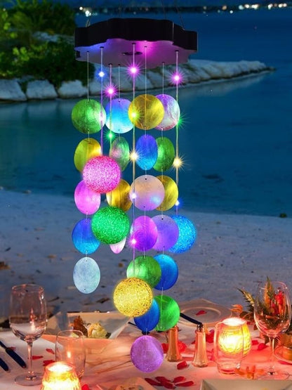 🌈 ✨ Solar-Powered Seashell Wind Chime Light