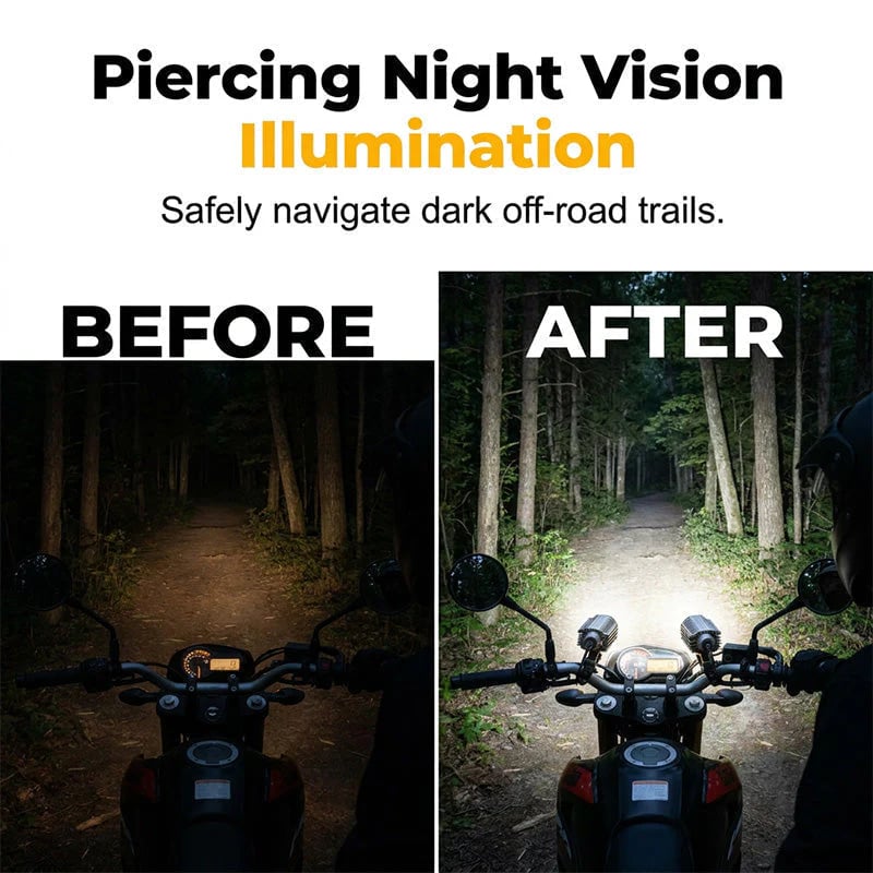 ⏰Universal Motorcycle LED Spotlight Dual Color Auxiliary Driving Light