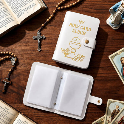 ✝️ Catholic Genuine Leather Holy Card Holder – Pocket Prayer Card Organizer with Snap Closure🙏