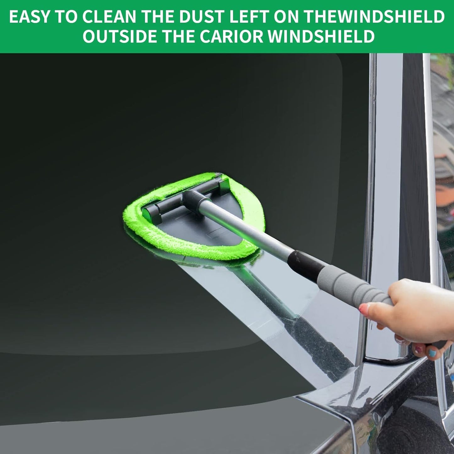 🔥Microfiber Car Windshield Cleaning Tool with Extendable Handle