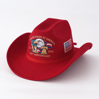 USA 250th Anniversary 1776-2026 Patriotic Western Cowboy Hat