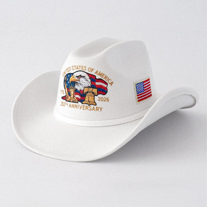 USA 250th Anniversary 1776-2026 Patriotic Western Cowboy Hat