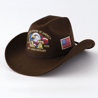 USA 250th Anniversary 1776-2026 Patriotic Western Cowboy Hat