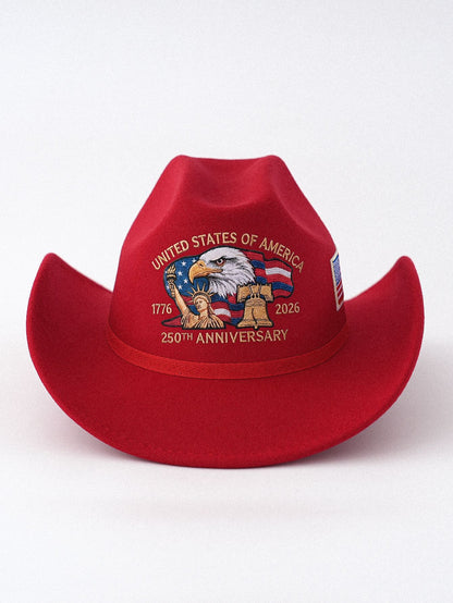 USA 250th Anniversary 1776-2026 Patriotic Western Cowboy Hat