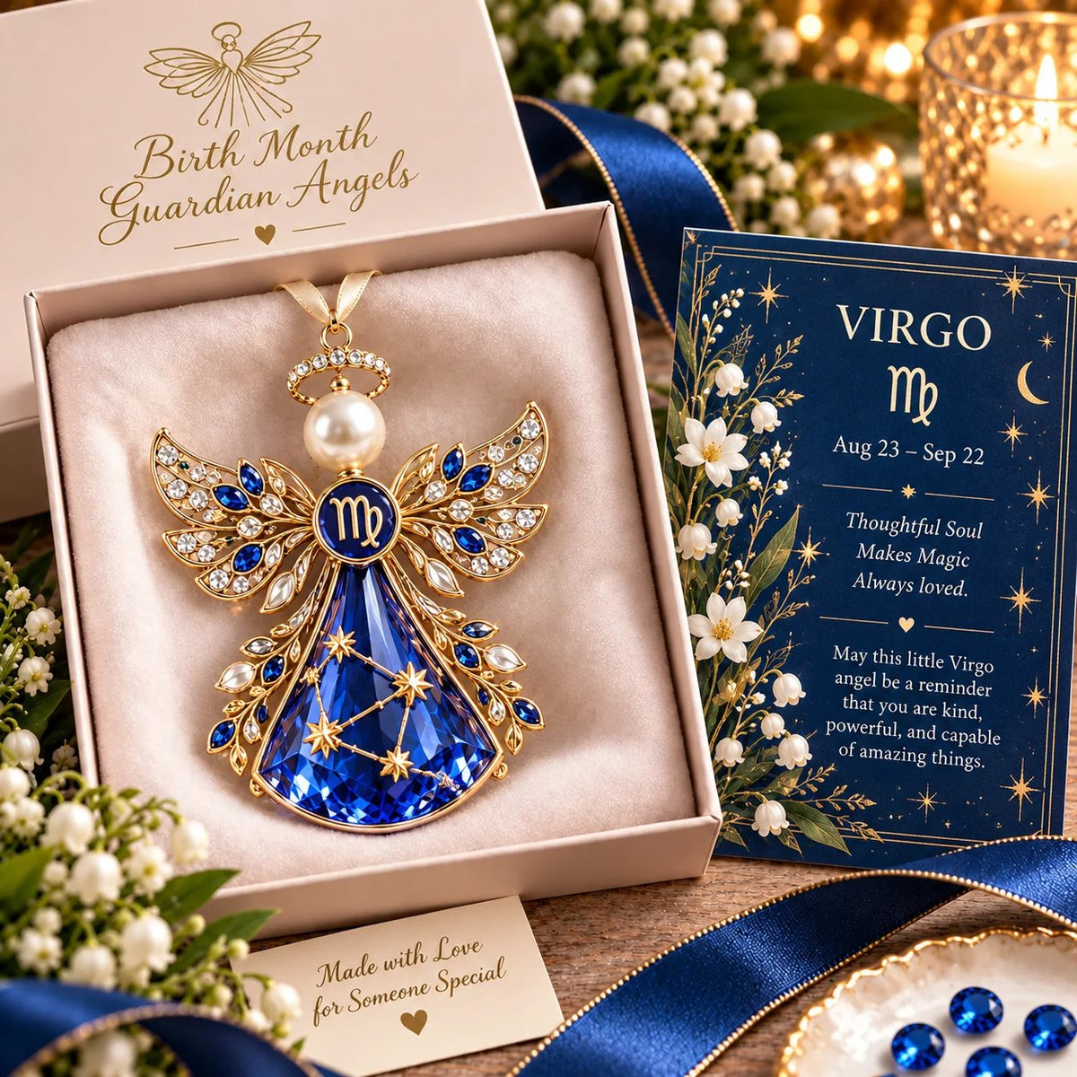 👼 Christmas Zodiac Guardian Angel Keepsake | 12 Signs with Jewel-Toned Designs & Meaningful Gift Cards ✨