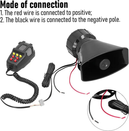 12V Power Car Exterior Sound Speaker Kit with Mic, 7-Tone Horn, Car Alarm, Loud Sound, ABS Plastic Universal Vehicle Horn Accessory, Accessories For Car, Auto Accessories