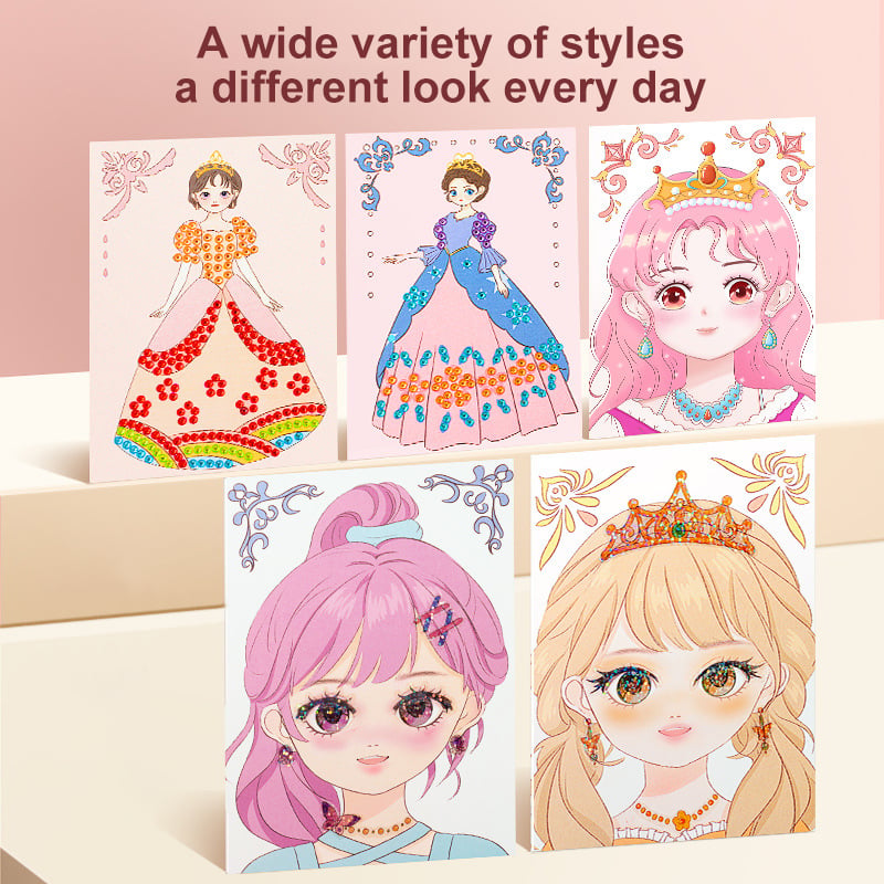 JSR Special Diamond Painting & Princess Book Makeup Craft Kits: Creative Art Books & Paper Play Set for Girls, Easter Handmade Gifts