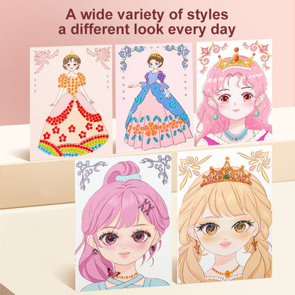 JSR Special Diamond Painting & Princess Book Makeup Craft Kits: Creative Art Books & Paper Play Set for Girls, Easter Handmade Gifts