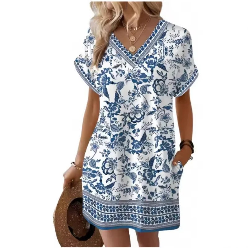 🎁48% OFF💥Women's Summer Casual V-Neck T-Shirt Dress