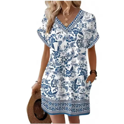 🎁48% OFF💥Women's Summer Casual V-Neck T-Shirt Dress