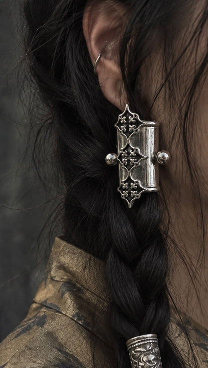 🖤2Pcs Gothic Filigree Hair Cuff for Braids, Vintage Antique Silver Medieval Hair Ring, Dark Romantic Hair Jewelry Accent