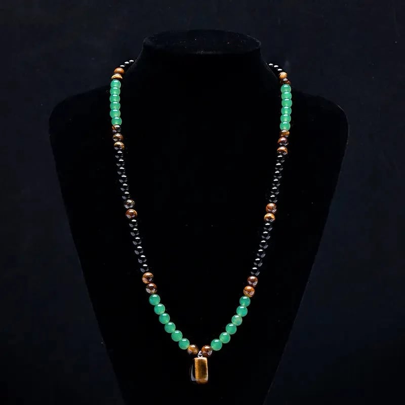 Prosperity Crystal Necklace with Tiger Eye Pendant