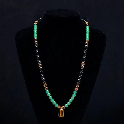 Prosperity Crystal Necklace with Tiger Eye Pendant