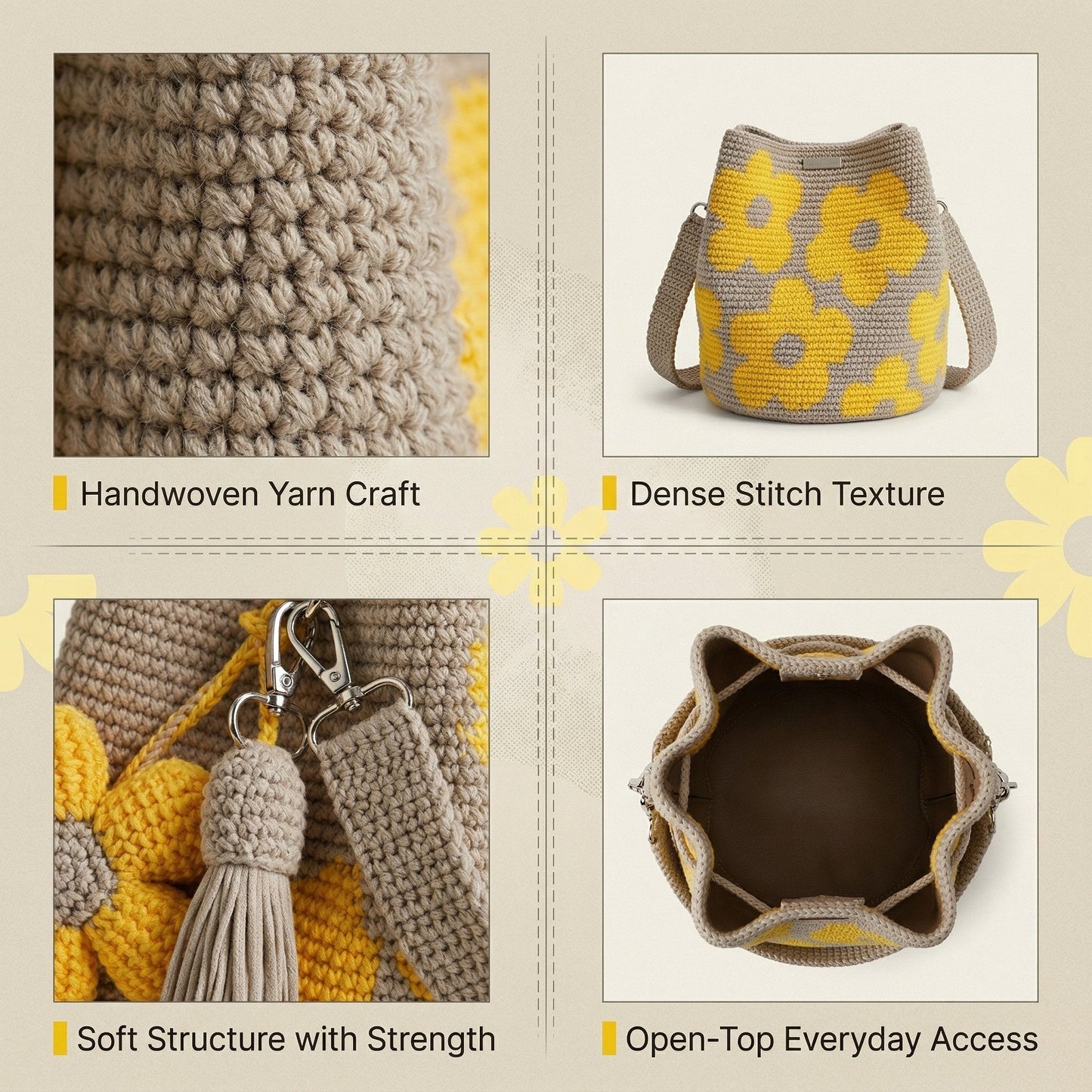 🏆Last Day Promotion 49% OFF🧵Handmade Crochet Flower Tote 🌼✨