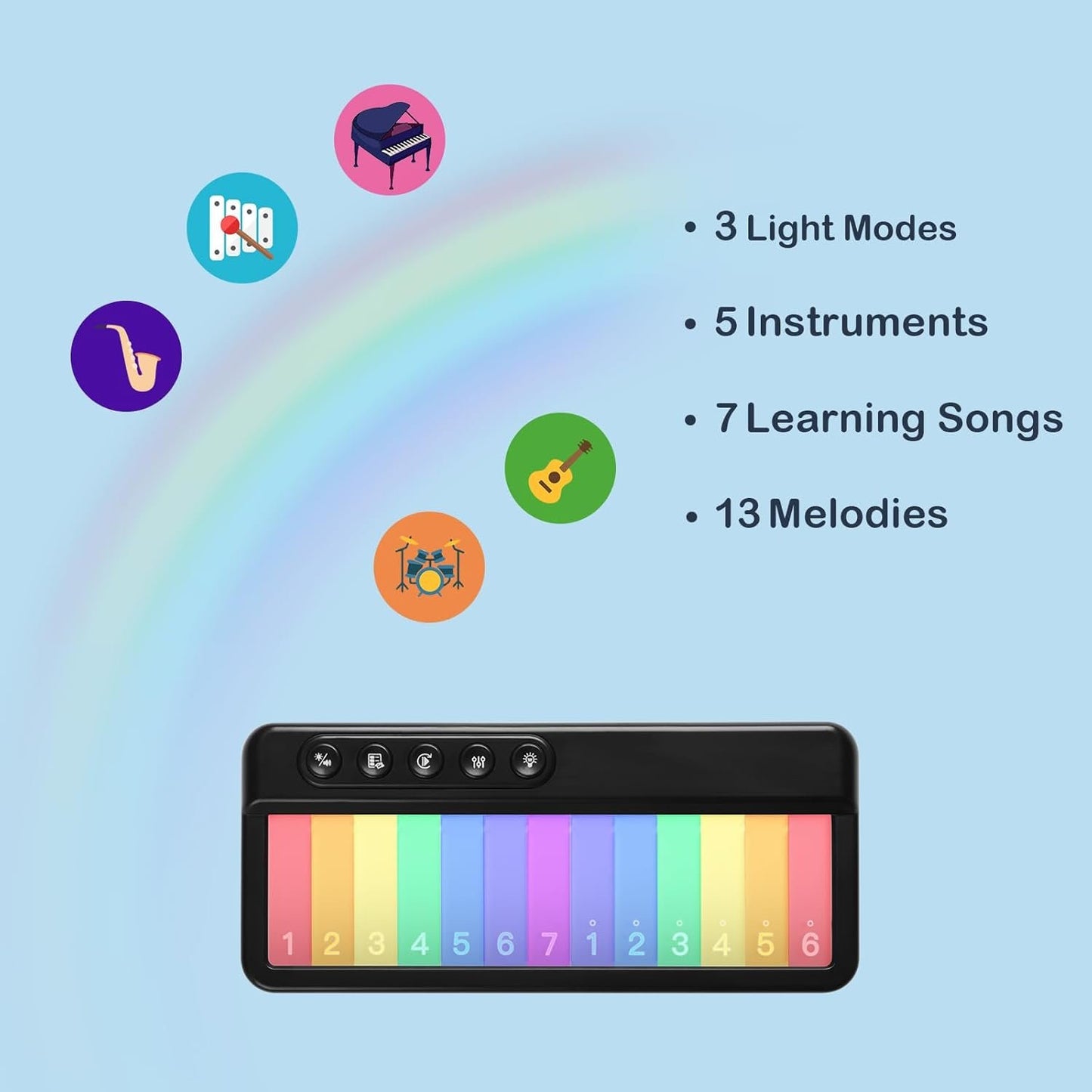 🎹Kids Mini Piano Toy W/Rainbow Lights🎹