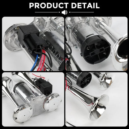 🚗🔧2026 Upgraded 12V Dual Air Horn Kit – 130DB Super Loud Dual Horn with Compressor for Cars, Trucks, SUVs, Boats & More