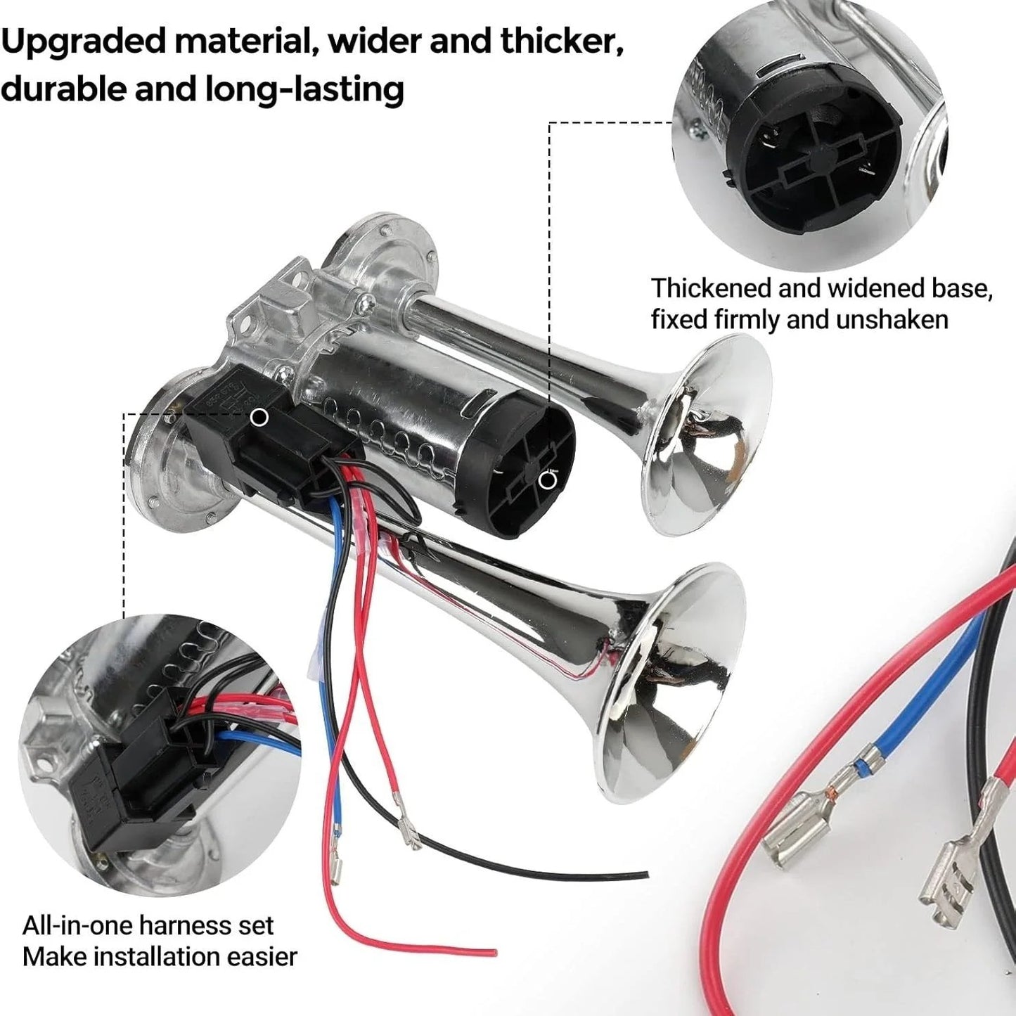 🚗🔧2026 Upgraded 12V Dual Air Horn Kit – 130DB Super Loud Dual Horn with Compressor for Cars, Trucks, SUVs, Boats & More