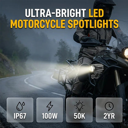 ⏰Universal Motorcycle LED Spotlight Dual Color Auxiliary Driving Light