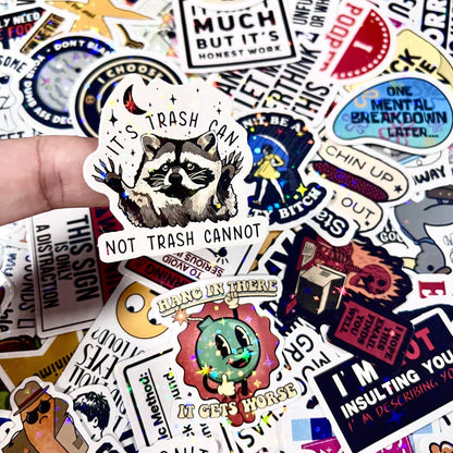 🔥130 Pcs Sarcastic and Funny Saying Stickers Pack-✨2026 New Razer Style✨