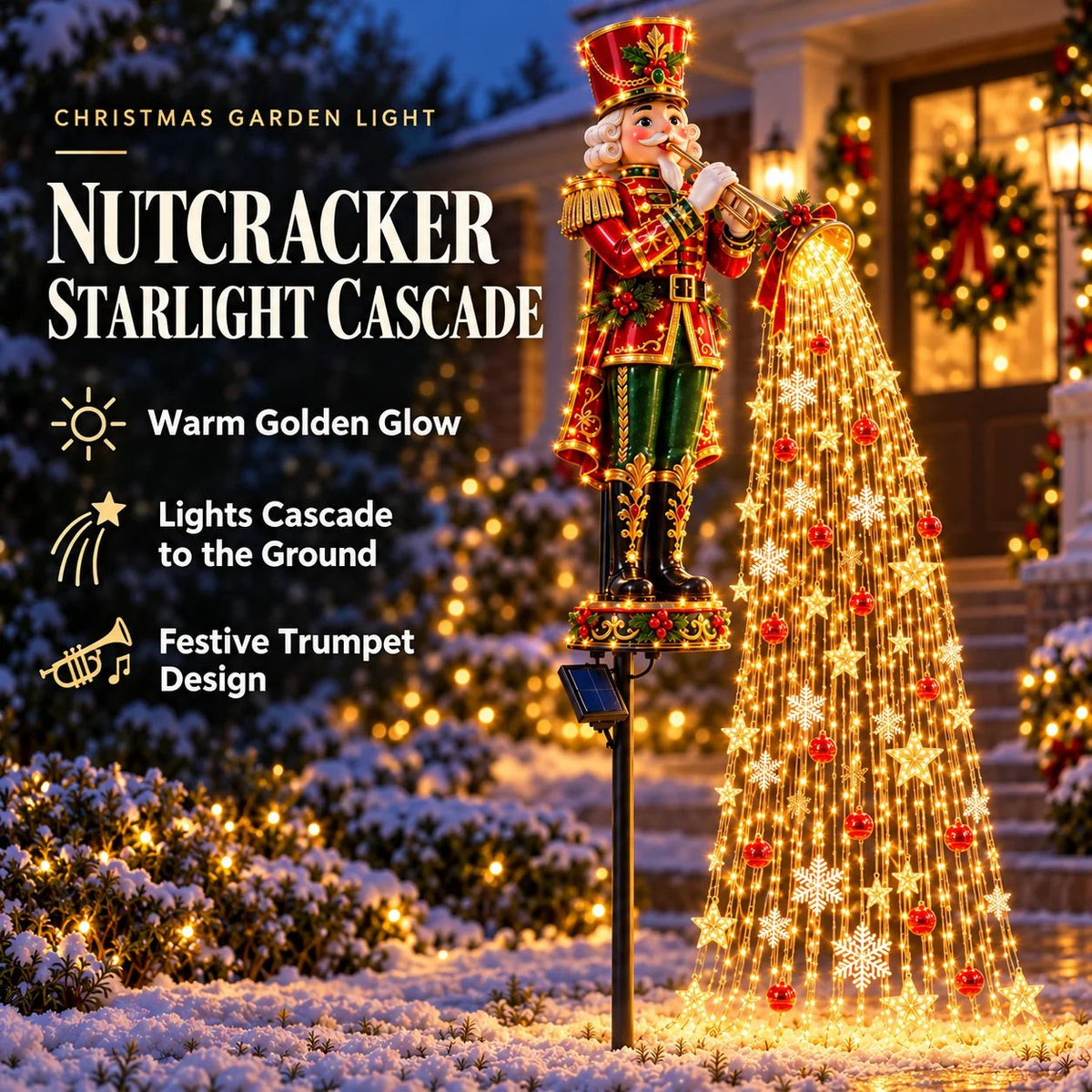 🎄 Weihnachtliche Sternenlichtkaskade – Solarbetriebene LED-Gartenstecker